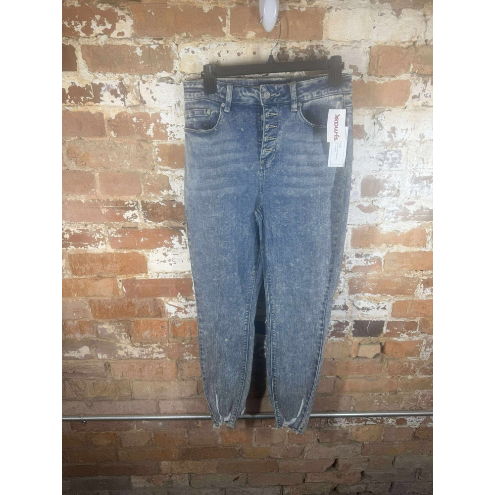 Indigo Rein Curvy High Rise Skinny Ankle Jeans Juniors' Acid Wash 5 Pockets‎
